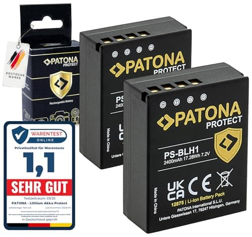 Image of PATONA Protect BLH-1 Battery 2400 mAh Replacement Battery Compatible with Olympus OM-D OMD EM-1 Mark II EM-1 Mark 2 E-M1X EM1 EM1X BLH1 BL-H1 BL H1 Heat Resistant V1 Casing, Fire Retardant, Pack of 2