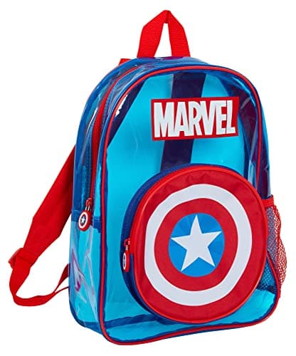 Image of Marvel Captain America Backpack Boys Swim Bag Clear Wipeable School Rucksack Kids Transparent Swimming Beach Bag