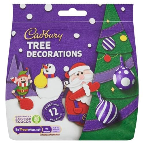Image of Cadbury Dairy Milk Chocolate Christmas Tree Decorations, Christmas Chocolate, 6 x 72 g (Pack of 6)