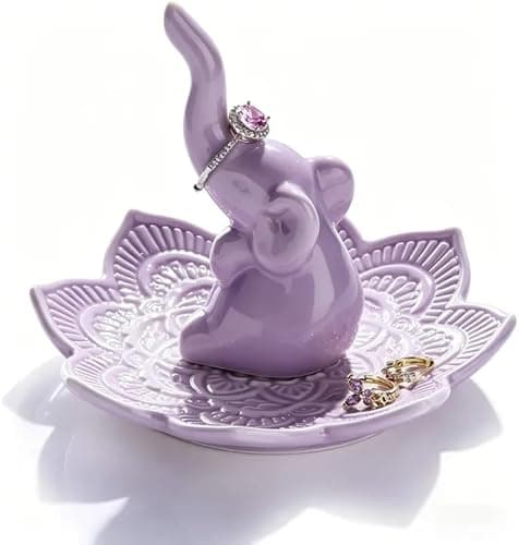Image of Titanape Elephant Ring Holder with Mandala Trinket Dish - Elephant Gifts for Women, Adults, Her, Birthday, Christmas, Wedding - Boho Home Decor, Jewelry Holder for Rings Earrings Bracelets