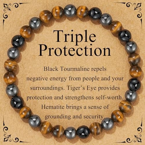 Image of Smilya 6mm Black Tourmaline Hematite Crystal Bracelet for Women Protection Healing Crystal Bracelet Anxiety Beaded Bracelets for Women Crystal Gifts