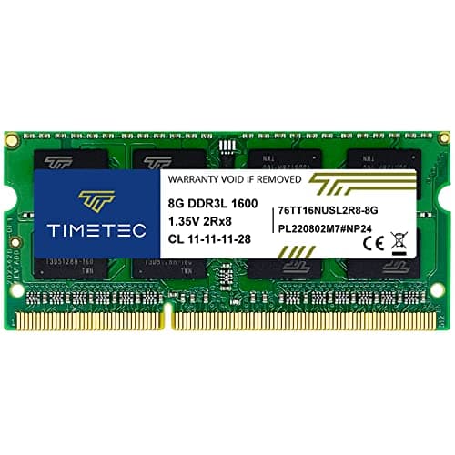 Image of Timetec 8GB DDR3L / DDR3 1600MHz (DDR3L-1600) PC3L-12800 / PC3-12800(PC3L-12800S) Non-ECC Unbuffered 1.35V/1.5V CL11 2Rx8 Dual Rank 204 Pin SODIMM Laptop Notebook PC Computer Memory RAM Module Upgrade