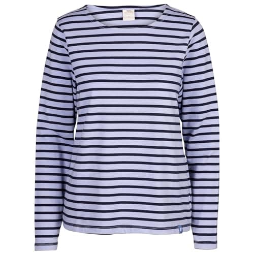Image of Trespass Women's Casual Top Karen - Women's Cotton Blend T-Shirts, Long Sleeve Tops, Ladies Round Neck Shirts Tees, Striped Top Tunic with Ribbed Neck & Cuffs