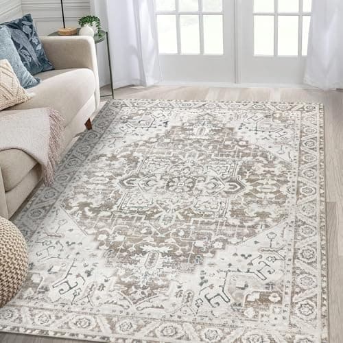 Image of Famibay Rugs Living Room Large 160X230 Machine Washable Soft Short Pile Area Rugs Vintage Traditional Bedroom Carpet Non Slip Non Shedding for Home Office Dining Room Decor
