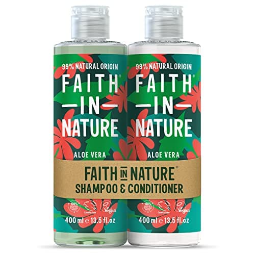 Image of Faith In Nature Natural Aloe Vera Shampoo and Conditioner Set, Rejuvenating, Vegan & Cruelty Free, No SLS or Parabens, for Normal to Dry Hair, 2 x 400ml