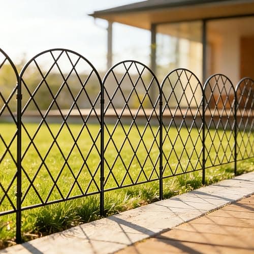 Image of Thealyn Decorative Garden Fence 61cm H x 33cm W (10 Panels, Total Length 3.3m) Metal Fence No Dig Fence Outdoor Fence Border Fence Dog Fence for Flower Bed, Yard, Animal Barrier,Diamond