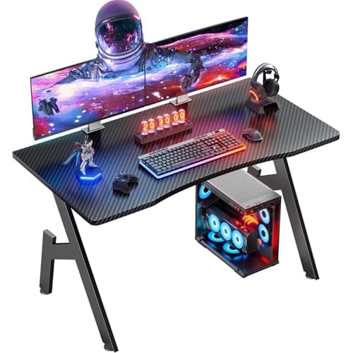 Image of DLONGONE Gaming Desk 80 x 50 cm, Computer Desk for Home Office, Gamer PC Desk, Sturdy Gaming Table, Computer Table with Whole Board, Simple Assembly, Black
