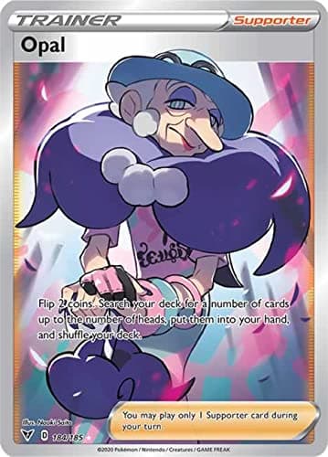 Image of Opal 184/185 Full Art Ultra Rare Pokemon Card (SWSH04 Vivid Voltage) + 1x TitanCards® Toploader