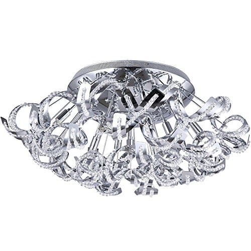 Image of LITECRAFT Twirl Ceiling Light Crystal Effect Semi Flush Mount - Polished Chrome