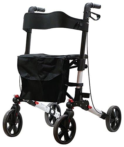 Image of Aidapt Deluxe White Folding Light Weight 4 Wheeled Rollator Mobility Aid with Seat, Carry Bag, Lockable Brakes and Puncture Proof TYRES for Indoor and Outdoor use