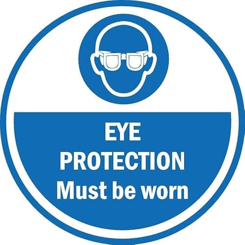 Image of Eye Protection must be worn floor sticker - Self adhesive floor graphic (200mm x 200mm)