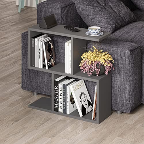 Image of HOCUS PICUS 2 Tier Storage End Side Table | Versatile C Table | 60x60x19.5cm | Shelves Organizer | Office Living Room | End Desk Stand Display (Anthracite)