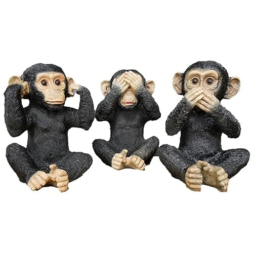 Image of Gifts Direct 2 U Set Of 3 Wise Monkeys See No Evil, Hear No Evil, Speak No Evil Ornament Figurines