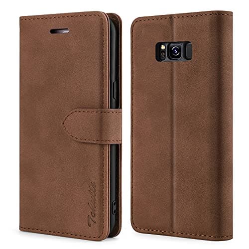 Image of TOHULLE Case for Samsung Galaxy S8, Premium PU Leather Wallet Case with Card Holder Kickstand Magnetic Closure Protective Flip Folio Case Cover Compatible with Samsung Galaxy S8 - Brown