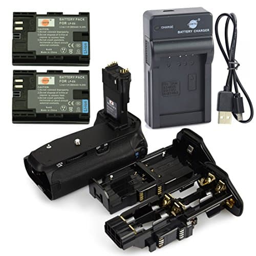Image of DSTE BG-E14 Battery Grip + 2x LP-E6 Battery + USB Charger for Canon EOS 70D 80D
