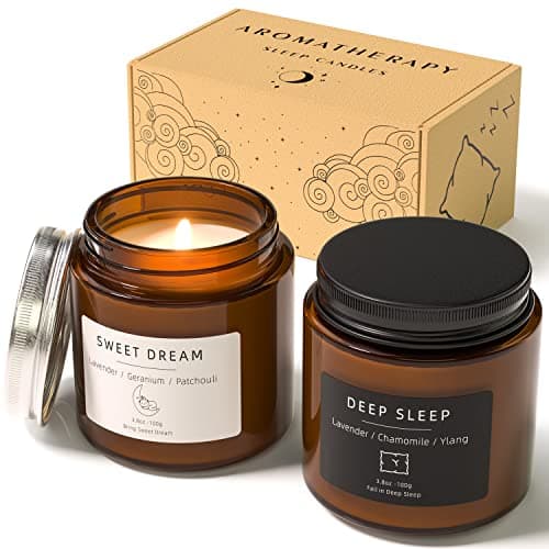 Image of Sleep Candles Gifts for Women, Lavender Scented Candles Gift Set for Anxiety, Lavender Promotes Sleep, Chamomile Relieves Stress, Relaxation Gifts for Women