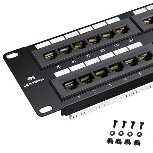 Image of Cable Matters UL Listed Rackmount or Wall Mount 2U 48 Port Network Patch Panel, 19-Inch Cat6 Patch Panel for Gigabit Network Switch, 110 or Krone Impact Tools Compatible