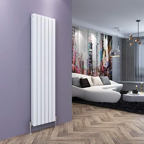 Image of ELEGANT 1800 x 452mm White Vertical Radiator Double Flat Panel Bathroom Designer Radiators