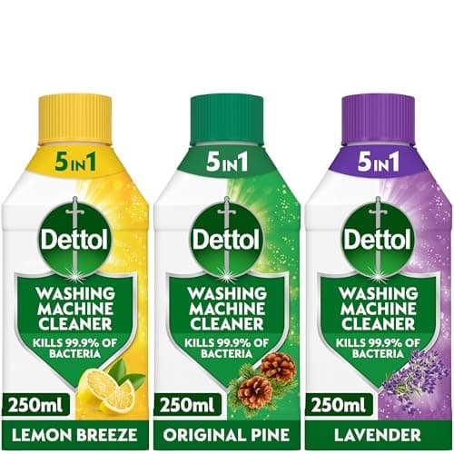 Image of Dettol, Washing Machine Cleaner, Multipack, 750ml (250ml x 3pck) Triple Fragrance, Antibacterial, Removes Bacteria, Odours, Limescale, Hidden Dirt, Lasting Freshness, Kills 99.9 Percent of Bacteria