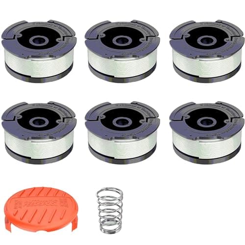 Image of esmusssein Strimmer Spool for Black and Decker, 6 Pieces Strimmer Line, Length 30 ft, Diameter 0.065 in with Spool Cover and Spring