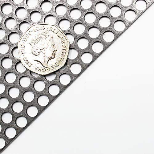 Image of 6mm Mild Steel Round (6mm Hole x 8mm Pitch x 1mm Thick) Perforated Sheet Plate (500 x 500mm Sheet)