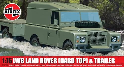 Image of Airfix Model Set - A02324 LWB Land Rover (Hard Top) & Trailer Model Building Kit - Plastic Motor Vehicle Building Kit for Adults & Children 8+, Set Includes Sprues & Decals - 1:76 Scale
