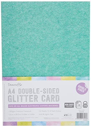 Image of Dovecraft DCGCD042 Essentials - Paper and Card - A4 Double Sided Glitter Bumper Pack - Rainbow Pastels - 300 Gsm