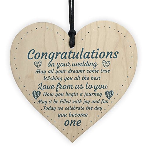 Image of Red Ocean Wedding Gift Mr and Mrs Bridal Bridesmaid Gift For Bride And Groom Wood Heart Keepsake Plaque