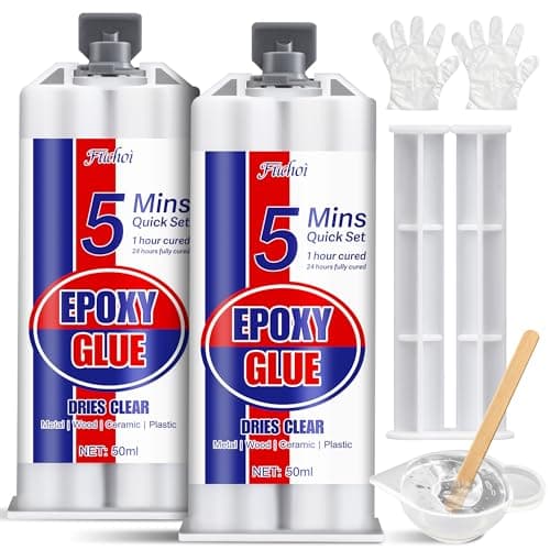 Image of 5 Minute Epoxy Glue, 100ml Fast Curing Epoxy Resin Kit, Clear 2 Part Epoxy Adhesive for Metal, Plastic, Wood, Ceramic, Glass, Fiberglass and More - Waterproof, Universal, Strong Bond Repair Glue
