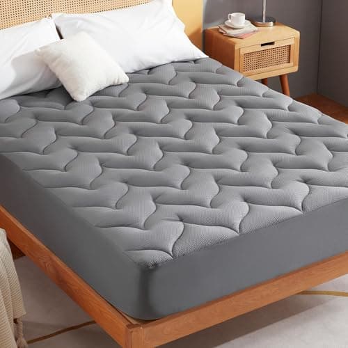 Image of Sonive King Size Mattress Topper, 150 x 200 cm Mattress Topper Kingsize Extra Deep 30cm Pocket, Grey Fitted Mattress Protector