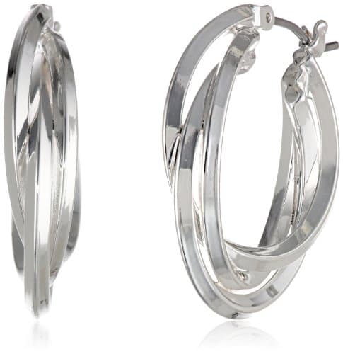 Image of Anne Klein Classics Silver-Tone Triple Ring Hoop Earrings