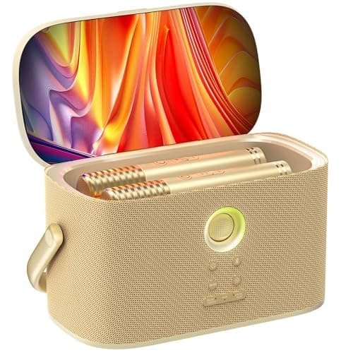 Image of Ikarao Karaoke Machine for Adults, with Lyrics Display Screen, 2 Self-Charging Wireless Microphones, Autotune & EQ, 140W Speaker, Connect TV, Portable Karaoke System for Home, Family, Party, Travel