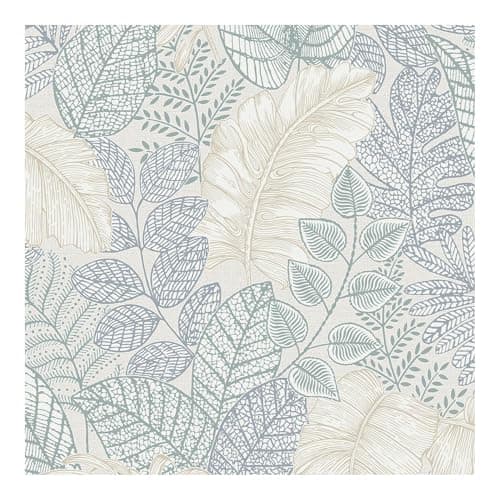 Image of Superfresco Easy Scattered Leaves Floral Duck Egg Blue Wallpaper | Paste the Wall | White Leaves | Eco Friendly