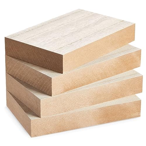 Image of Bright Creations Unfinished MDF Wood Rectangle Blocks (4-Pack) - for DIY Crafts Painting, Personalization and more - Brown, 10.2 x 15.2 cm