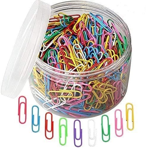 Image of kuou 500 Pcs Coloured Paper Clips, Plastic-Coated Metal Paperclips Paper Clips Clamps with Box for Office School Stationery Document, Small Paper Clips(33mm, Assorted Color)