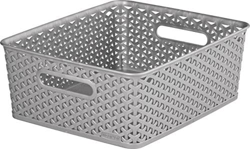 Image of CURVER | Rattan Look Stackable Storage M - My Style, Silver, Storage Others, 35.5x29.7x13.5cm
