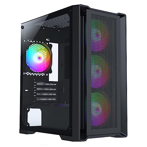 Image of CiT Vento Micro-ATX PC Gaming Case M/ATX with Mesh Front Panel & Tempered Glass Side Panel with 3 Front ARGB Fans & 1 Rear ARGB Fan Included | Black