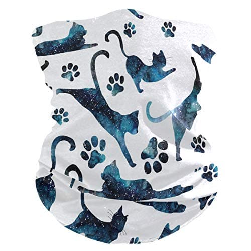 Image of Headband Galaxy Animal Cat Paw Print Bandana Face Sun Protection Mask Neck Gaiter Magic Scarf Balaclava Headwear for Women Men Boys Girls