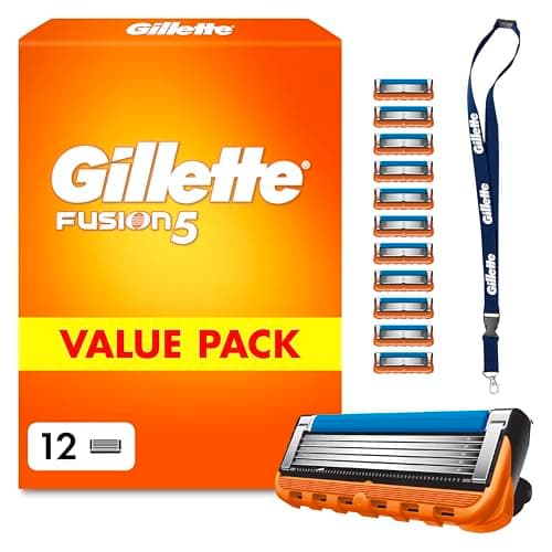 Image of Gillette Fusion5 Men's Razor - 12 Blades, Engineered with Antifriction Blades for Up to 20 Shaves Per Blade Refill