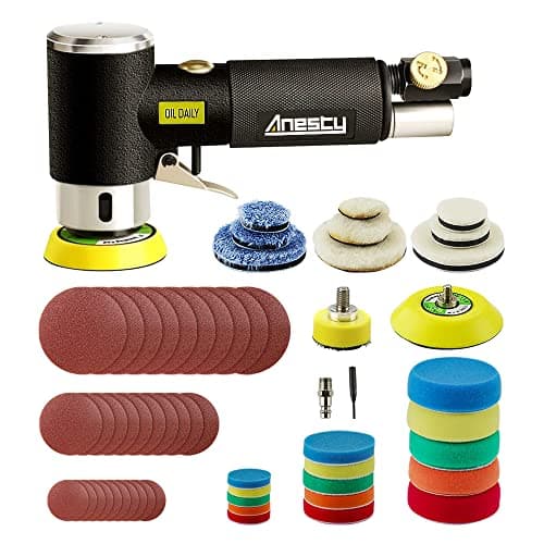 Image of Air Orbital Sander, Mini Dual Action Random Orbit Sander Pneumatic Polisher Sets with 1" 2'' 3'' Polishing Pads & Buffing Pads for Detail Sanding Polishing