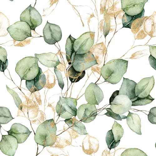 Image of Muriva Eucalyptus Leaves Wallpaper - Floral/Nature Themed - Modern Decorative Luxury Wallpaper - Green/Gold