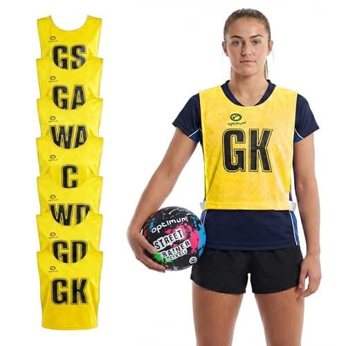 Image of Optimum Mesh Netball Training Bibs -Perfect for Netball, Football, Rugby - Juniour Size. Pack of 7, Yellow
