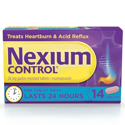 Image of Nexium Control Heartburn & Indigestion Tablets for Acid Reflux Relief, Gastro-Resistant Esomeprazole Tablets, 20mg, 14 Count