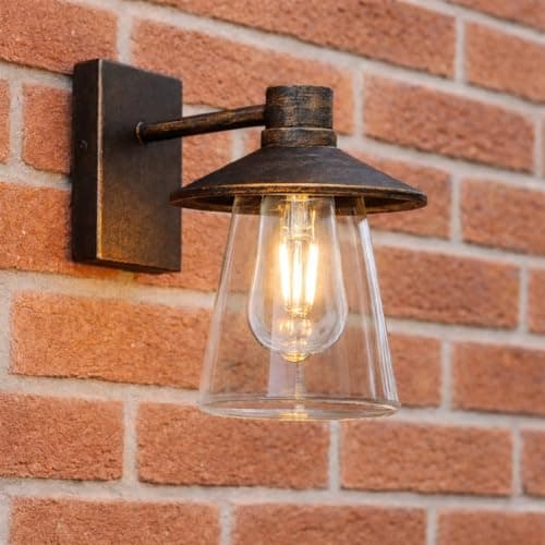 Image of CGC Lighting Outdoor Outside Wall Light Traditional, E27 Bulb, Mains Powered, Garden, Porch, Patio (Bronze)