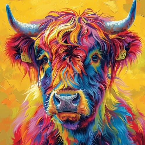 Image of KEYIFA 5D DIY Diamond Painting Kits for Adults, Colorful Cow Full Drill Canvas Photo Diamond Art, Crystal Art Diamond Painting Craft Kits for Beginners, Home Wall Decor 30x30CM