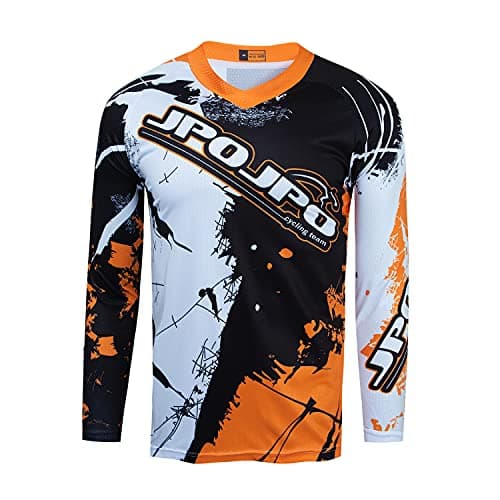Image of Kids Cycling Jersey Dirt Bike Youth Mountain Bike Childrens Biking Clothes Boys Motocross Long Sleeve Shirts Downhill Top Girls Bicycle Riding Biker Racing Clothing Cycle Orange XL