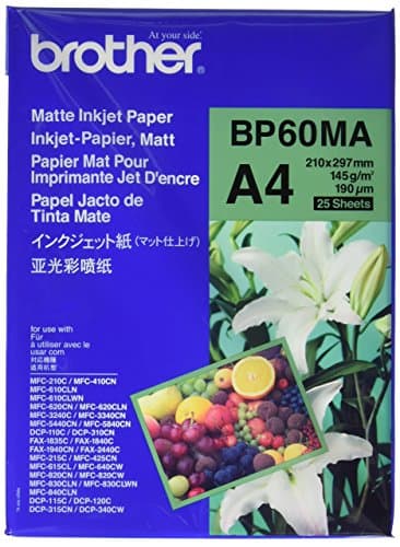 Image of Brother BP60MA Inkjet Paper, A4, Matte, 297 mm (W) x 210 mm (L), 25 Sheets, Brother Genuine Supplies