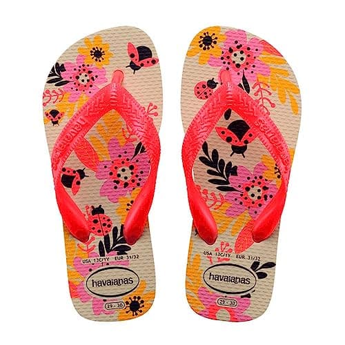 Image of Havaianas Kids Flores Girls Flip Flop, Beige, 13 UK Child