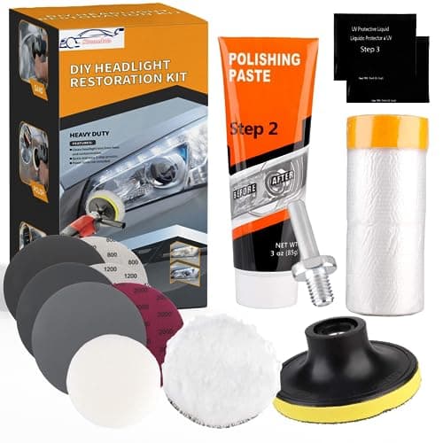 Image of Xtremeauto Headlight Restoration Kit - Car Headlight Restorer Kit, Restore & Repair Yellow Faded Headlights, Car Headlight Restoration Kit Easy To Use With Drill Head, Rubbing Compound Coating