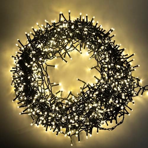 Image of SHATCHI 720 Christmas Tree Cluster Lights Multifunction 8 Light Modes, Timer Green Cable Indoor/Outdoor Low Voltage Holiday Home Decorations, Warm White